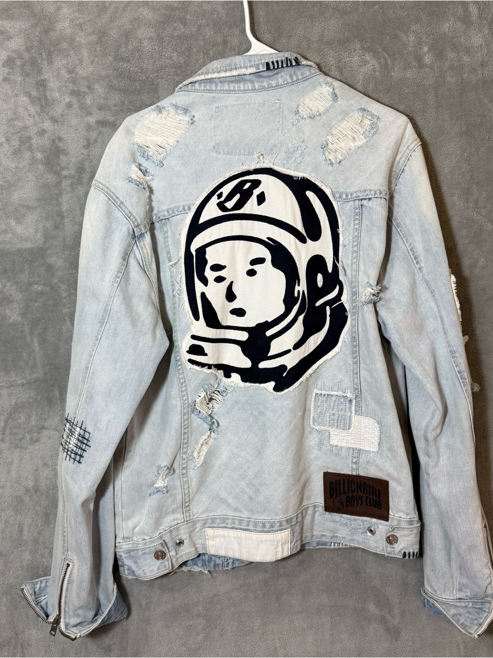 Billionaire Boys Club Light Wash Blue Denim Jacket Astronaut Logo Patch